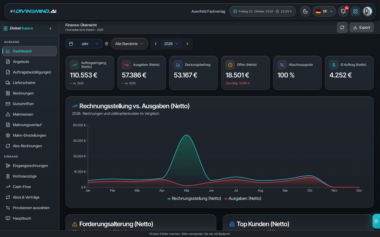 Finanční přehled s fakturami a výdaji v průběhu roku